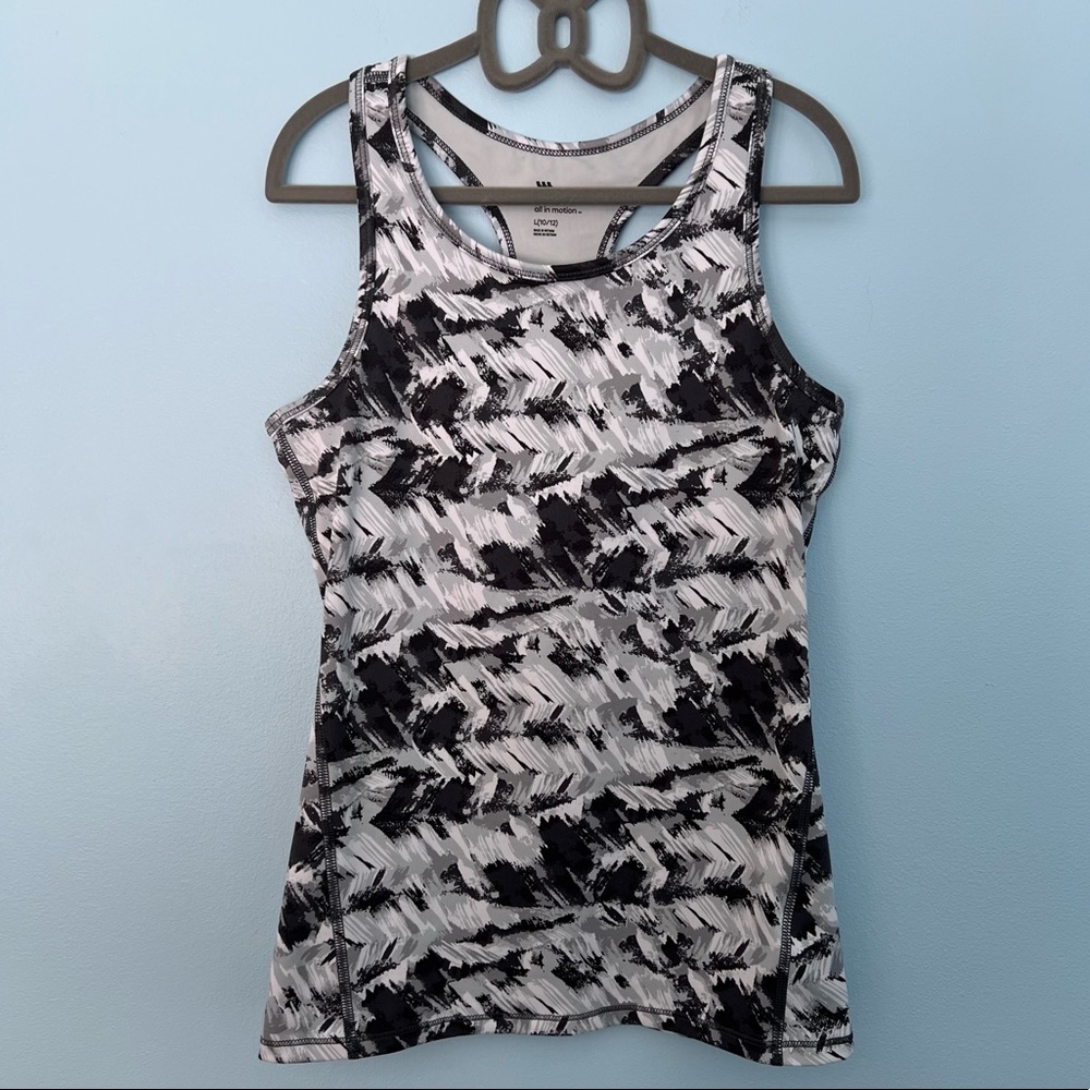 Girls Gray/Black/White All in Motion Racerback Activewear Tank, Size Large 10/12